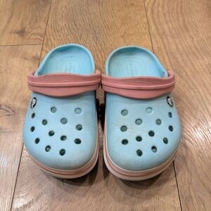 Toddler Light Blue and Pink Crocs